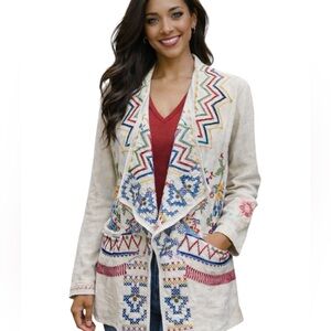 JOHNNY WAS heavily Embroidered Duster Kimono/wrap NWT oversized